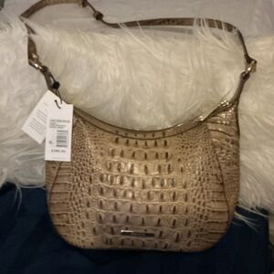 Brahmin Tan Croc-Embossed Shoulder Bag